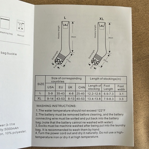 💃💃HP💃💃  NWT/Box Rechargeable  Size Large Electric Heated Socks Model SK-01 - Picture 6 of 7